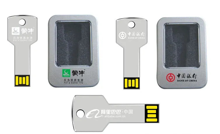 Custom logo USB flash drive with multiple storage options including 16GB 32GB 64GB and optional tin box