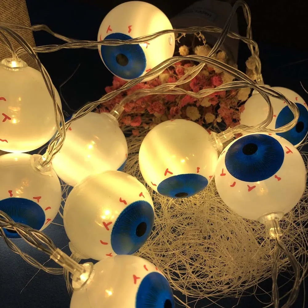 White warm white LED string light set for Halloween costumes, 1.5m total length with 15cm lamp spacing and 3.9cm diameter accessories