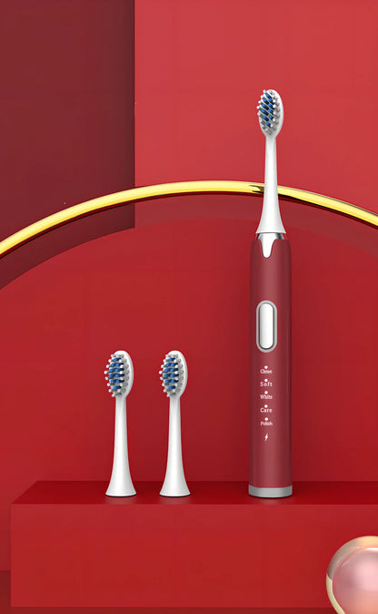 Ultrasonic electric toothbrush with USB charger and replacement brush head in jazz black colour