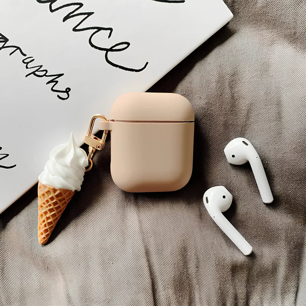 Silicone protector case for AirPods 2 in cylinder ice cream photo colour design, 6 cm length
