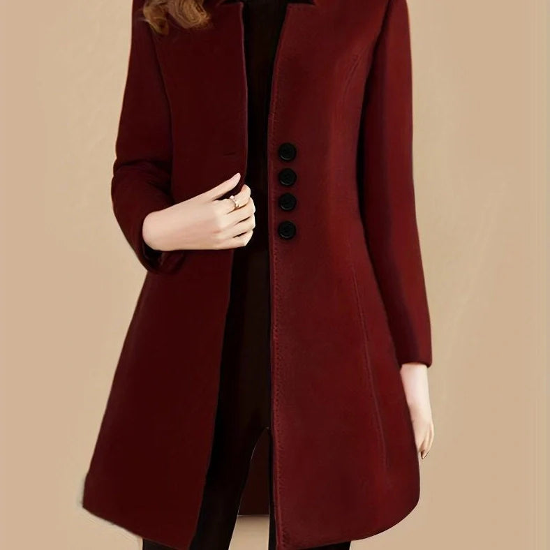 Women's slim-fit modal coat with rabbit fur fabric in army green colour, showing 40cm short length and Korean style cut