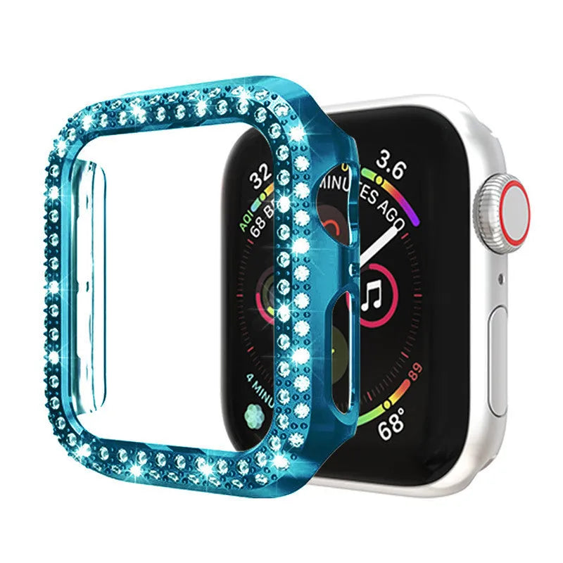 PC protective case for Apple Watch in various colours shown next to a watch.