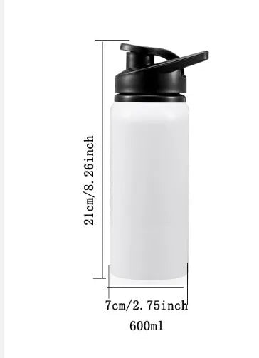 White aluminium sports water bottle with 600ml and 750ml capacity options for cycling and outdoor use