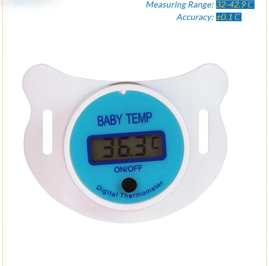 Blue baby pacifier digital thermometer with LCD display for infant temperature measurement