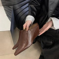 Women's black wind wedge closed toe half slipper made of PU material