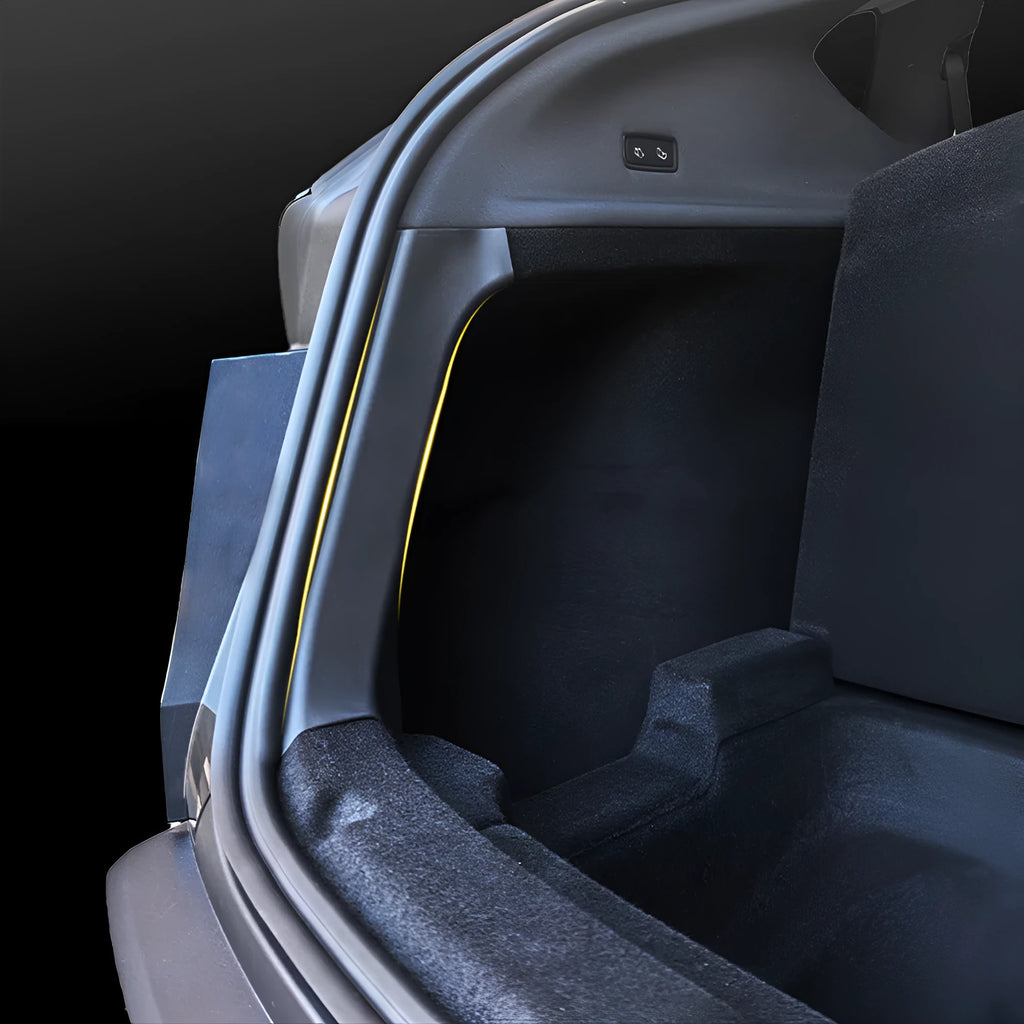 Black plastic car trunk threshold guard anti-kick pad measuring 50x15x8cm