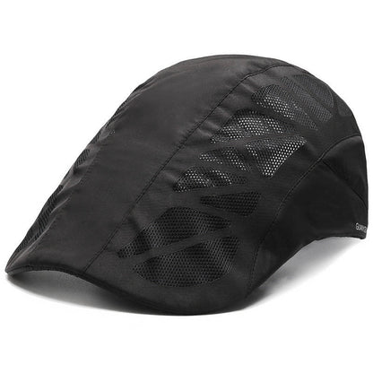 Breathable mesh beret hat in black, gray, dark gray, and navy blue with adjustable fit