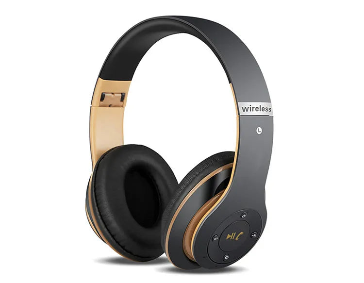 Wireless Bluetooth headset head-mounted stereo earphone in black with Bluetooth 4.2 and 10m range