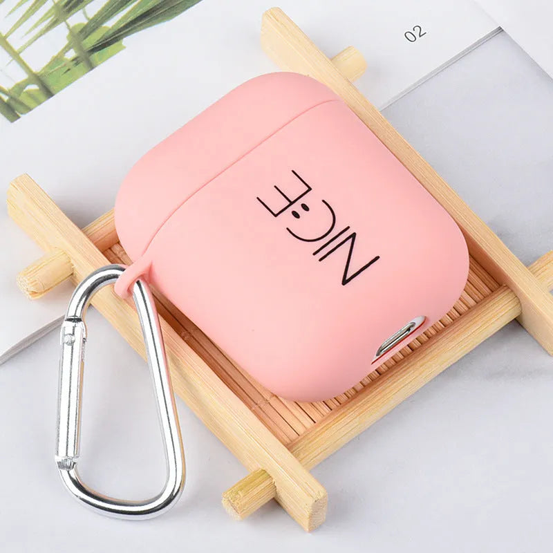 Apple AirPods PC back cover case with decorative designs in black and pink colours