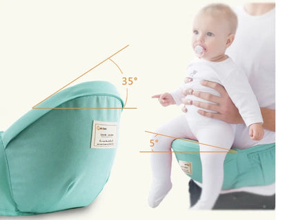 Multi-functional baby waist stool in various colours, designed for infants aged 3-36 months with a 20kg load capacity.