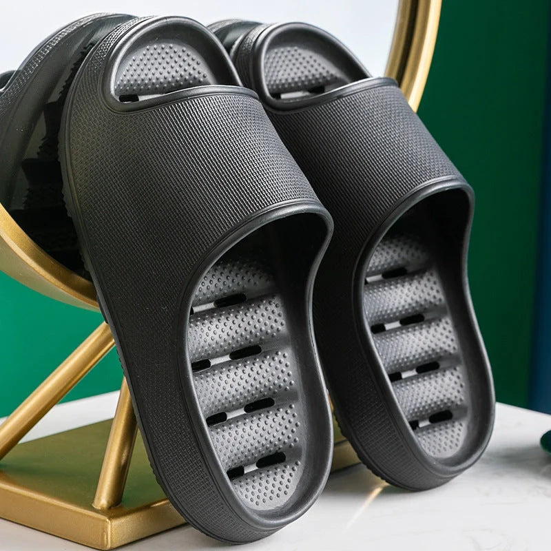Thick-soled EVA slippers in various colours for home and bathroom use