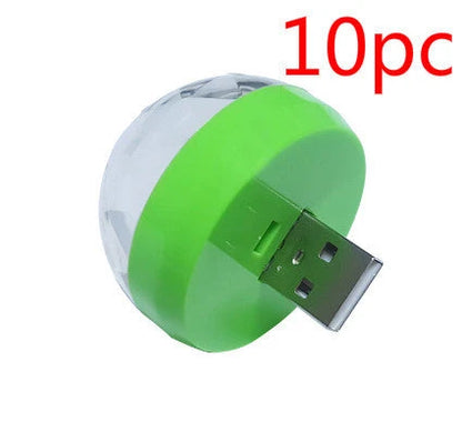 Vibrant USB-powered disco ball with automatic moving mode and sound-activated flashing, perfect for parties and celebrations