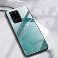 Marbled glass phone case with TPU bumper and tempered glass back for Samsung Galaxy models