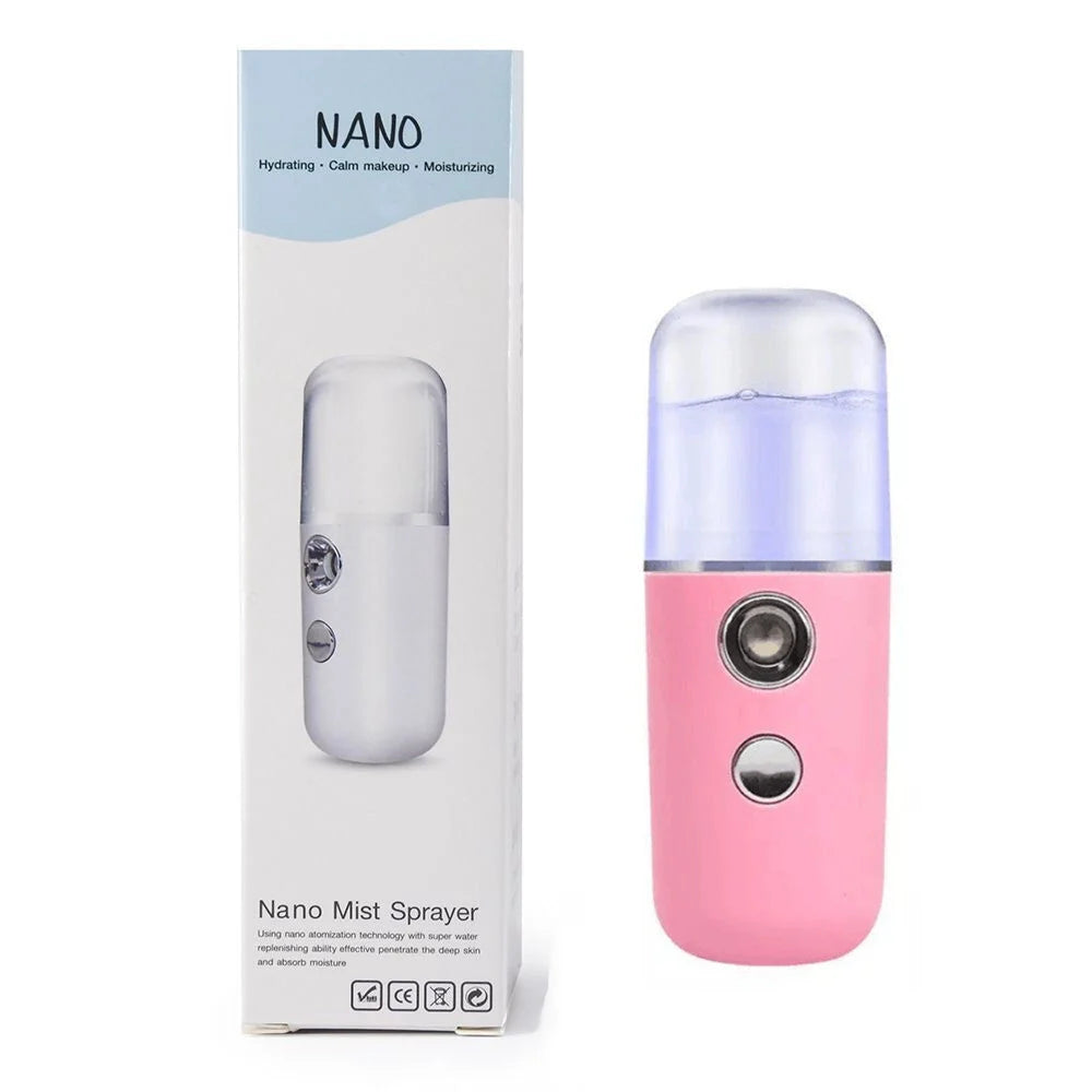 Compact portable nanospray humidifier for deep skin hydration in various colors