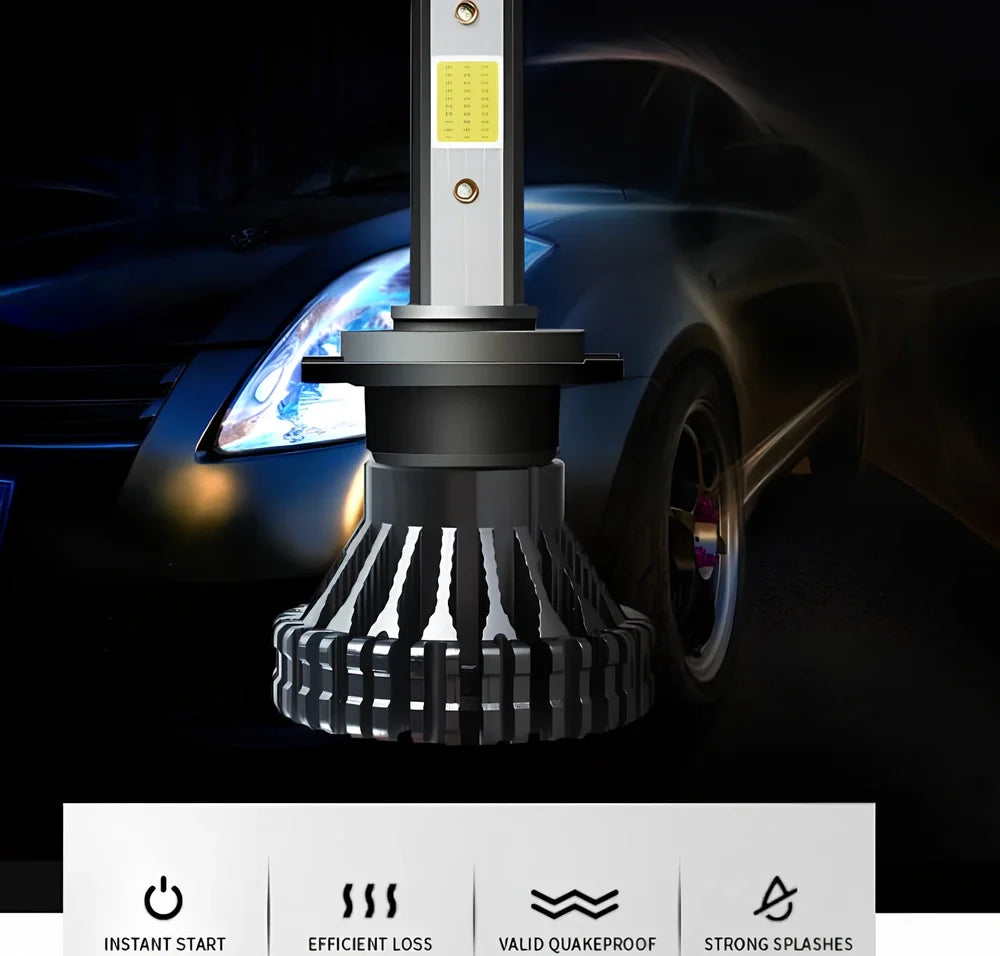 9005 HB3 LED automotive headlight with aluminium housing and heat dissipation fins