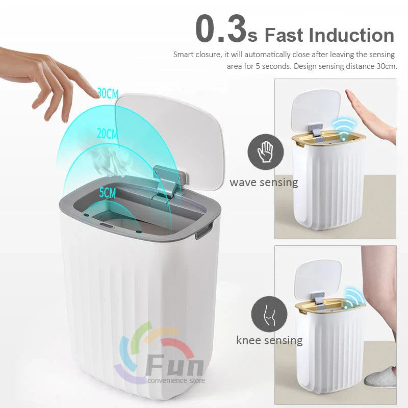 Hands-Free Automatic Trash Can with Odor Control and UV Sterilization for Kitchen, Bathroom, and Office Use