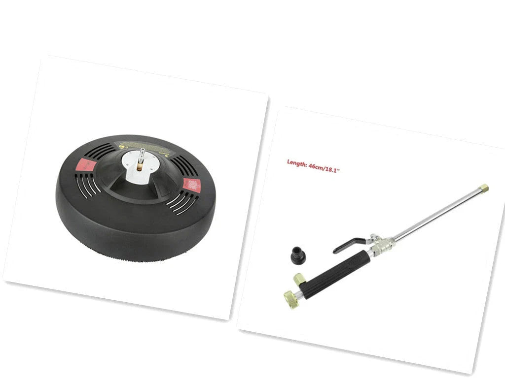 High-pressure electric water gun in blue and silver for car and garden cleaning