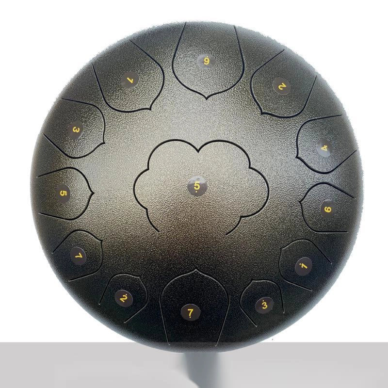 12-inch 13-tone ethereal drum in vibrant colours including Chinese red, lavender, and navy blue