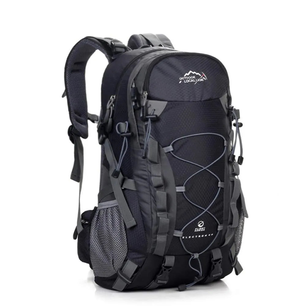 Green polyester outdoor sports backpack with 20-35 litre capacity for hiking and running.