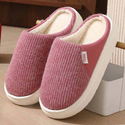 Winter warm plush home slippers with thick non-slip sole in various colours