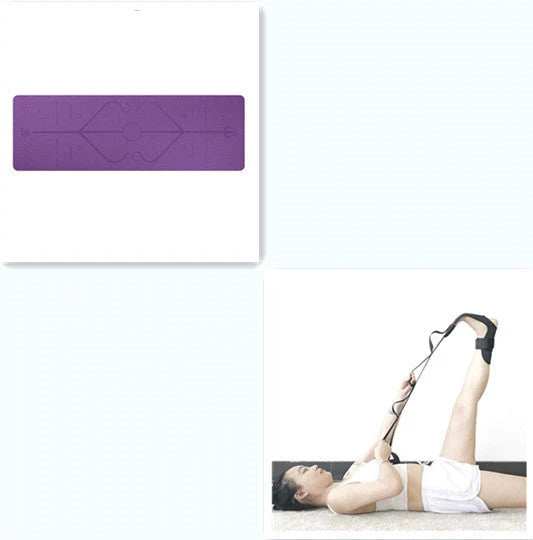 Non-slip TPE yoga mat with position lines for beginners, eco-friendly and durable
