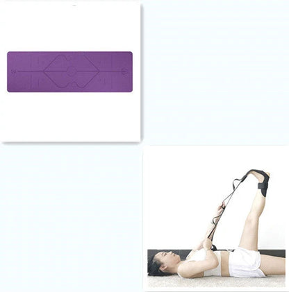Non-slip TPE yoga mat with position lines for beginners, eco-friendly and durable