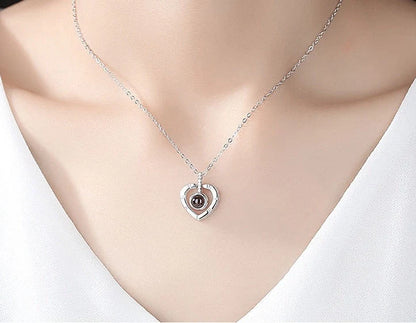 Subloom Heart 100 I Love You sterling silver necklace with heart shape and unique engraving