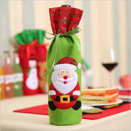 Festive Christmas wine bottle socks in vibrant holiday designs