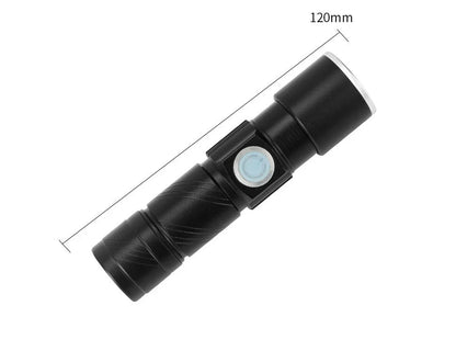Mini waterproof rechargeable LED flashlight with USB charging and telescopic zoom