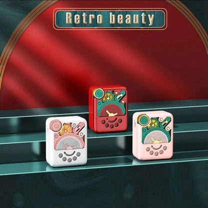 Retro Elvis Mini Bluetooth Speaker in red with compact design and subwoofer