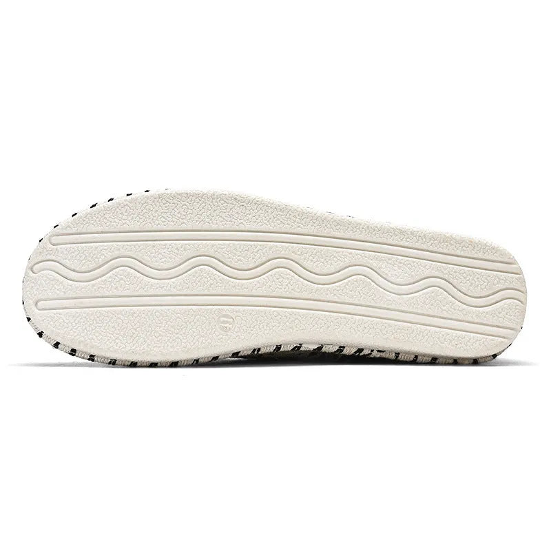 Men's beige and black casual cloth shoes with round toe design for summer