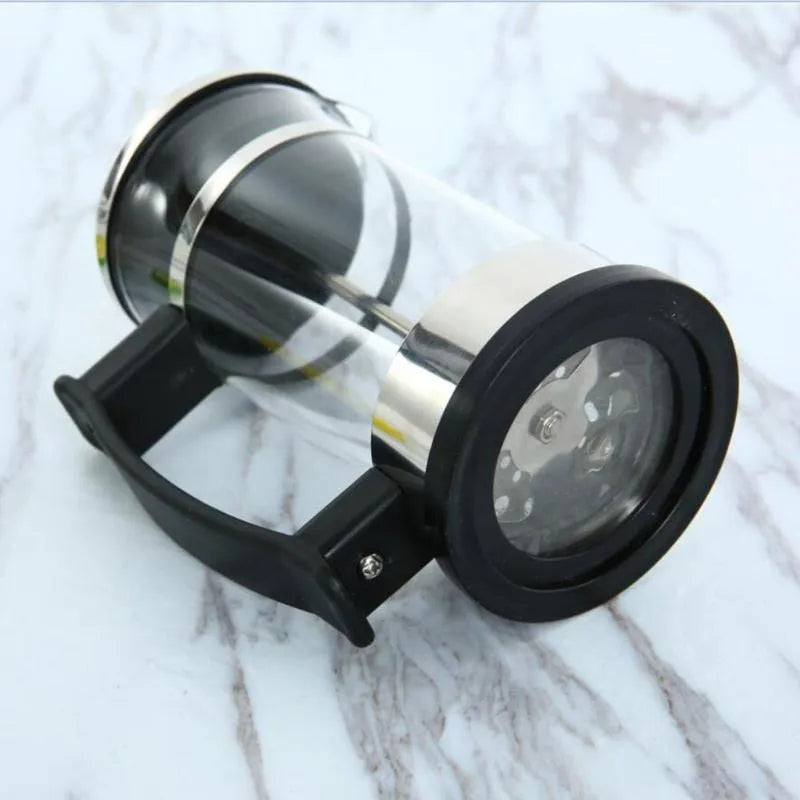 Glass and stainless steel pour-over coffee maker with 350ml capacity measuring 10x8x17cm
