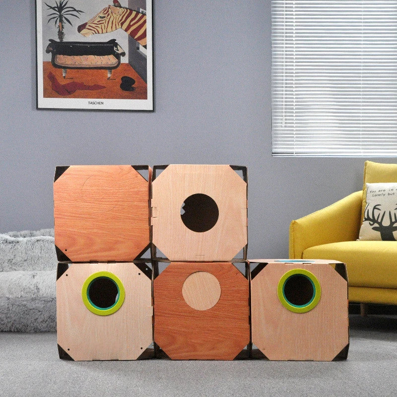 DIY Multipurpose Cat Hiding Box Toys with Cardboard Hair Removal for durable play and grooming