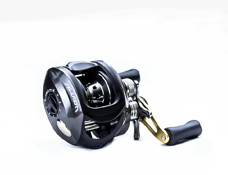 Luya Magnetic Metal Fishing Reel in black with all-copper gear and stainless steel bearings