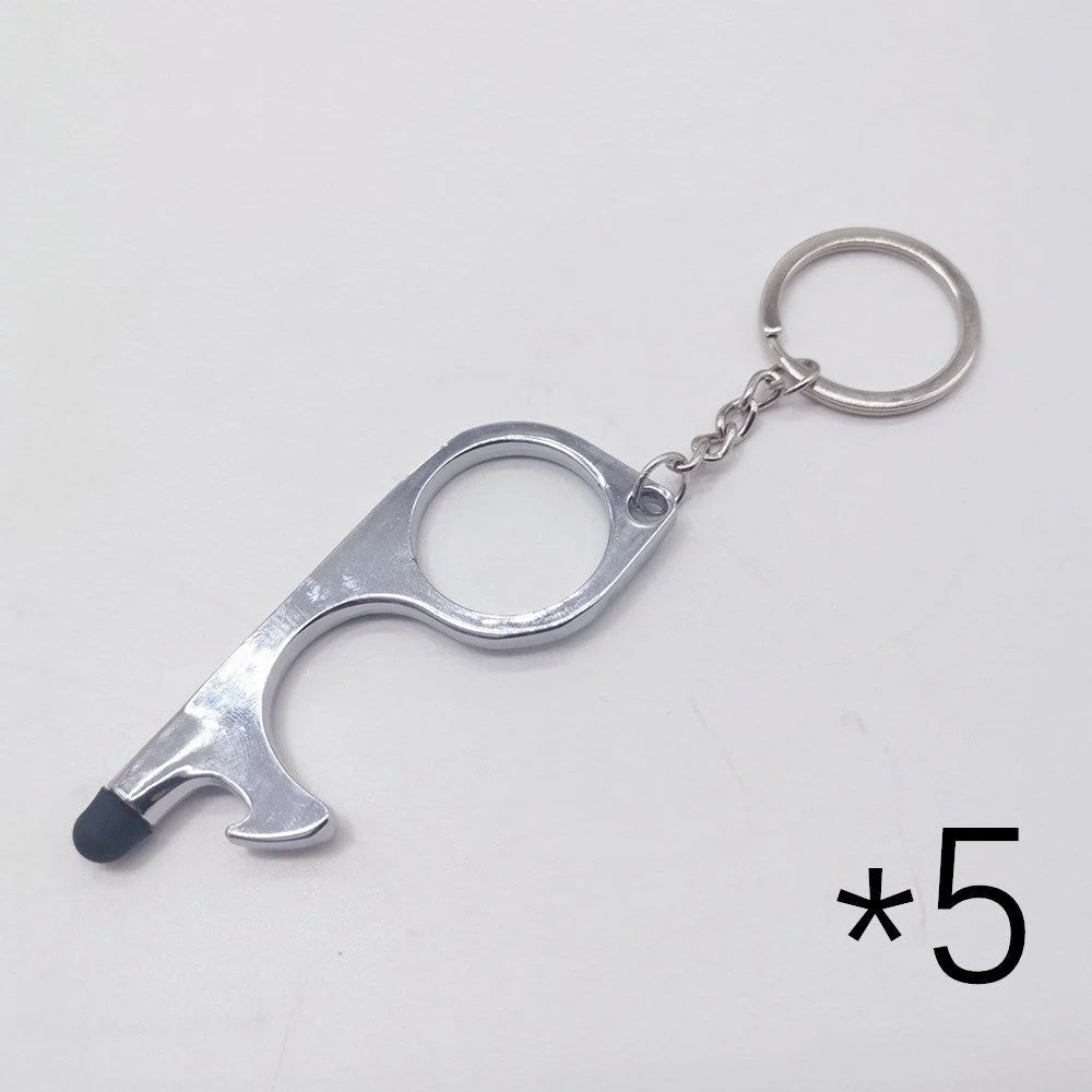 Alloy protective door opener keychain in various colours, 7.9cm in size