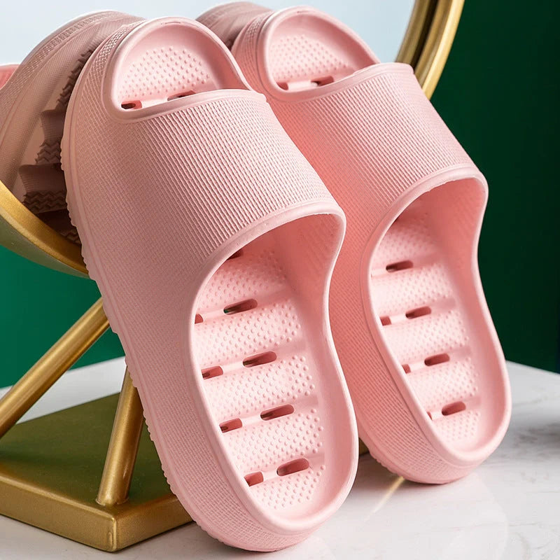 Thick-soled EVA slippers in various colours for home and bathroom use