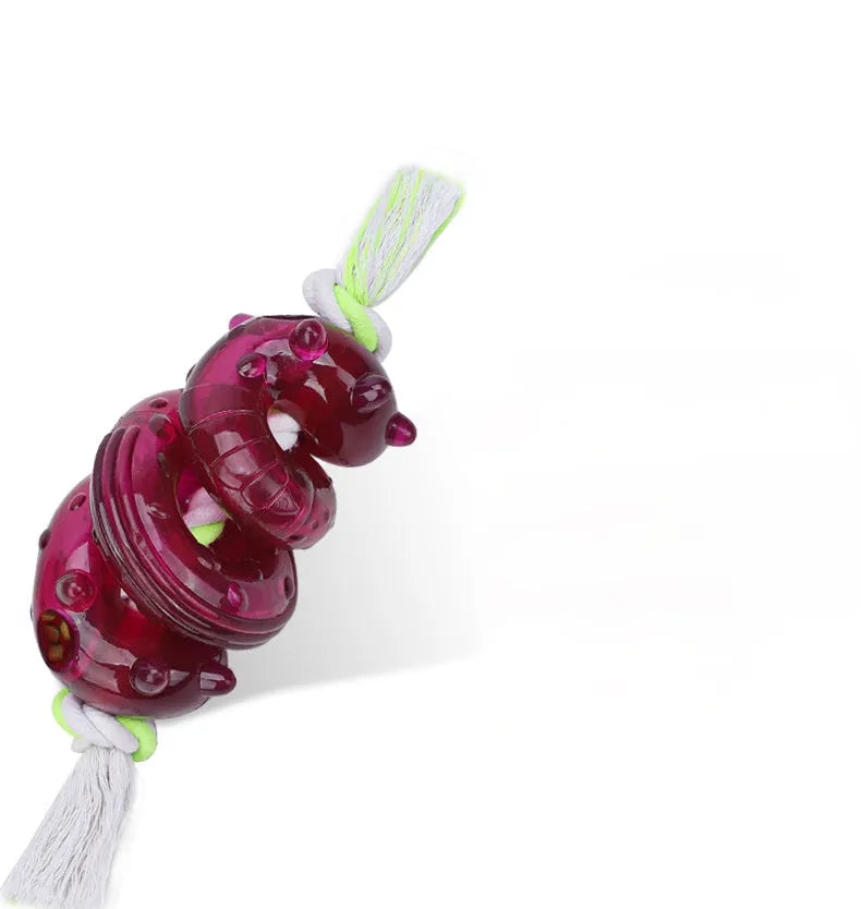 Dog bite leakage toy made of TPR and cotton rope in large size 300x95x85 mm for medium to large dogs