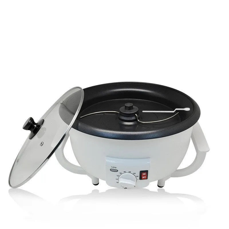 Oblate white coffee bean roasting machine with 750g capacity and 225mm base diameter