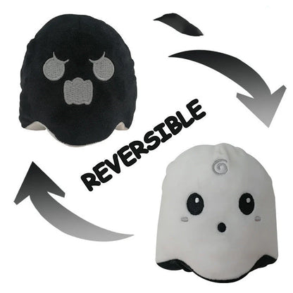 Reversible flip octopus plush doll toy in purple and white with black, 12cm size