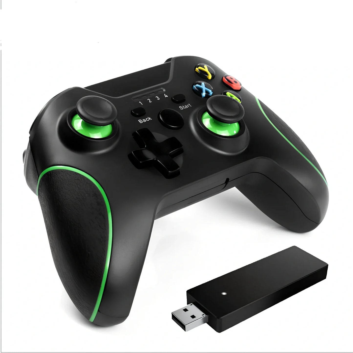 White Xbox One wired USB game controller with ergonomic grips and 2.5m cable on plain background