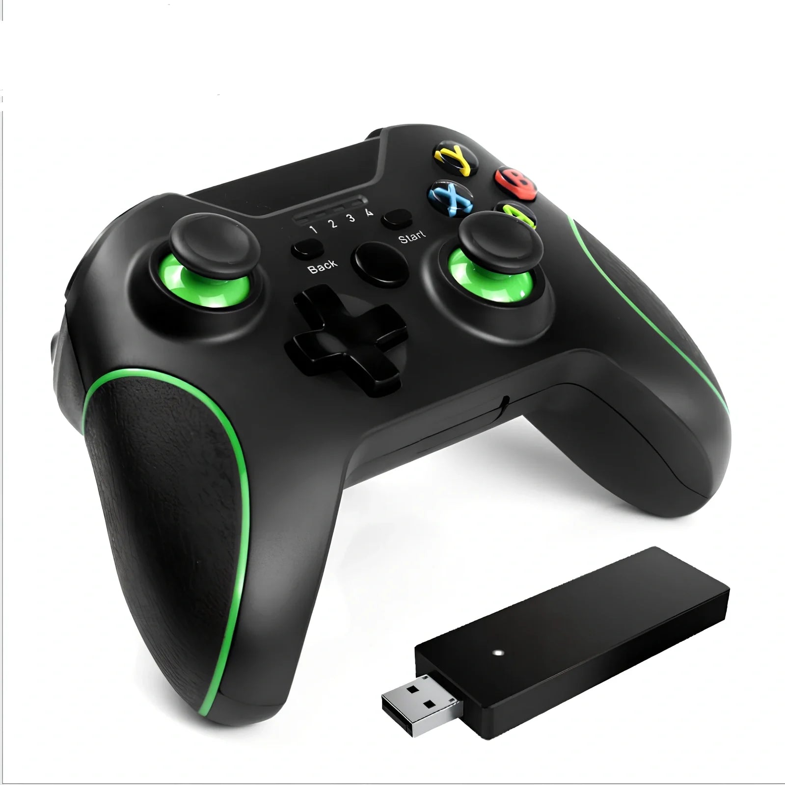 White Xbox One wired USB game controller with ergonomic grips and 2.5m cable on plain background