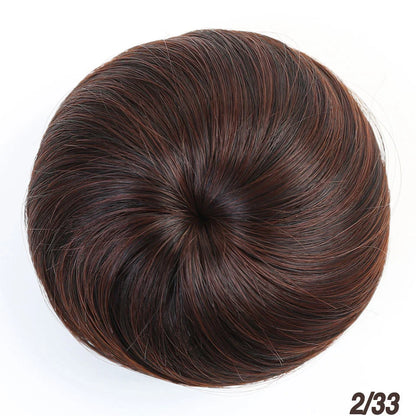 Synthetic hair wig with decorative flower buds in various colors