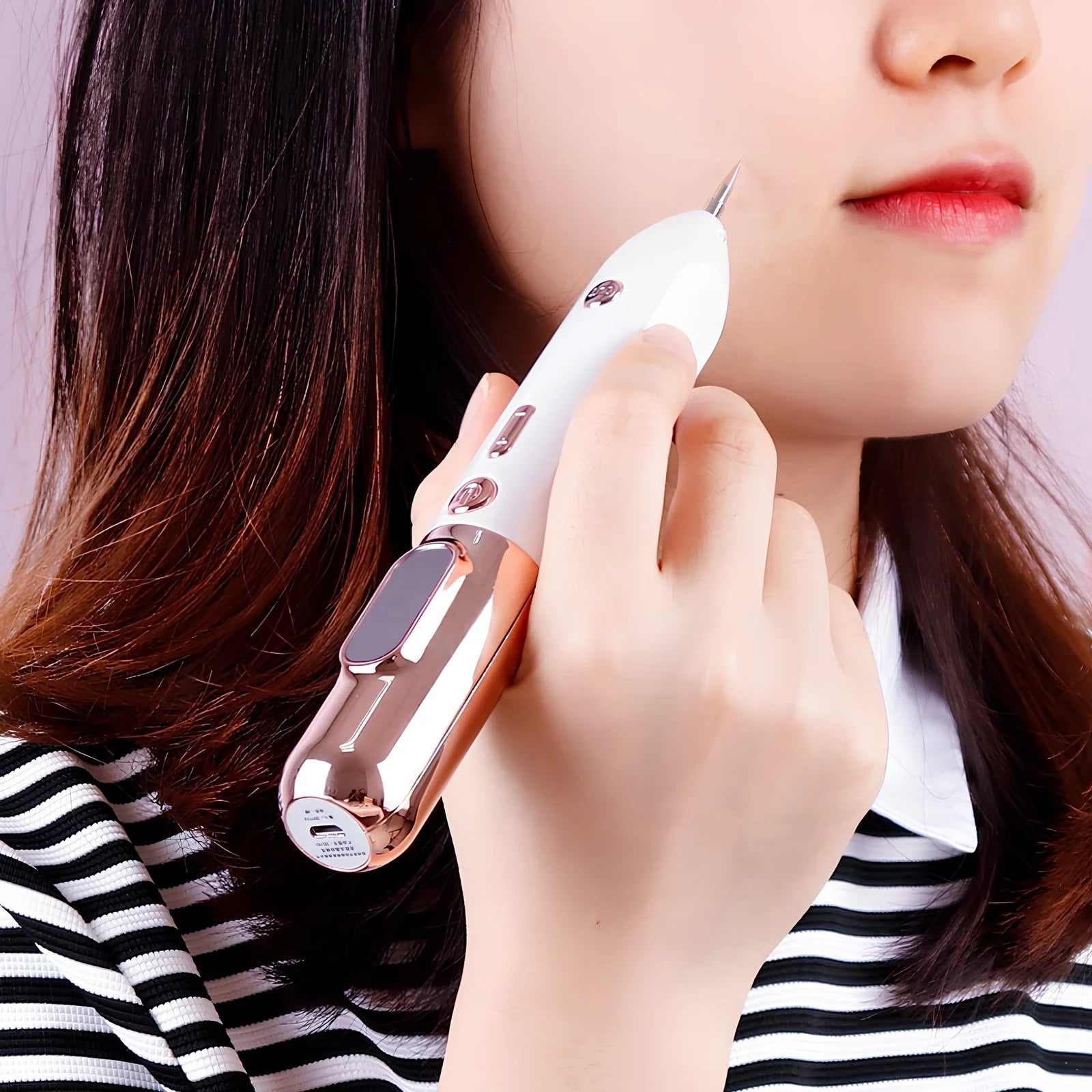 Silver grey Blue Light Acne Beauty Instrument pen with needles, USB, and 5ml cooling gel for spot removal