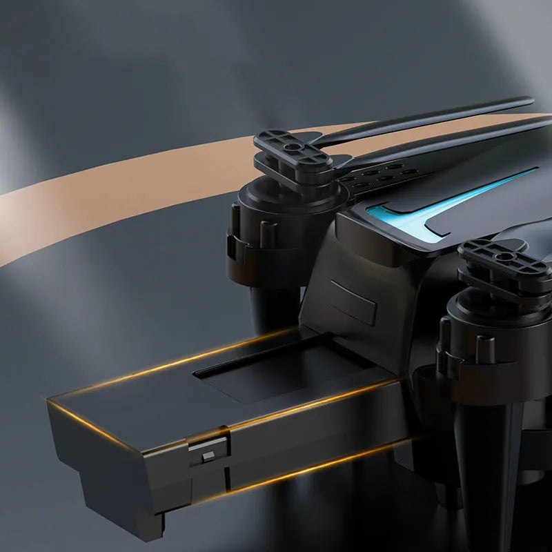 4K HD intelligent quadcopter with GPS return and dual camera option, black plastic with spare blades and protective cover