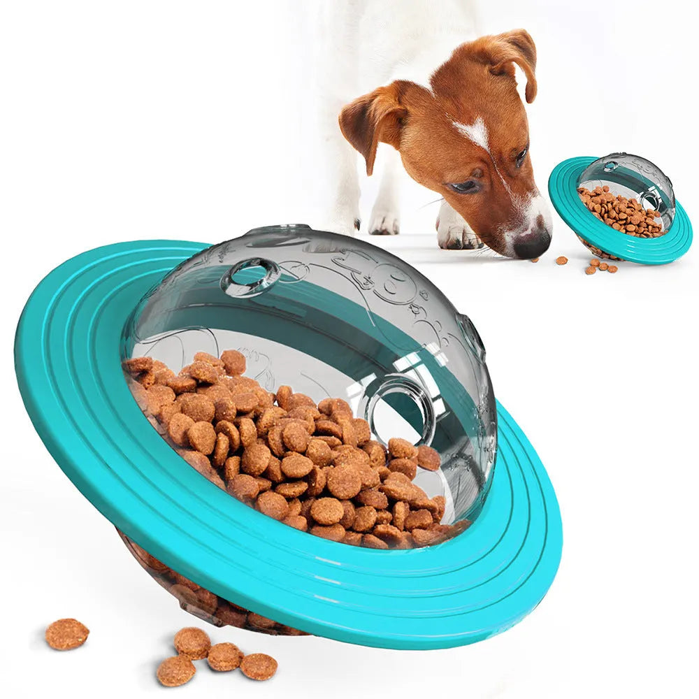 Missing food educational toy in Lake Blue plastic with leak-feeding hole for dogs and cats