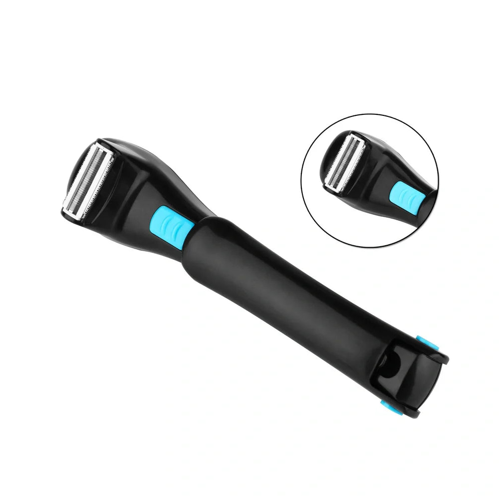 Collapsible back electric shaver with extended 45cm handle in electric black finish
