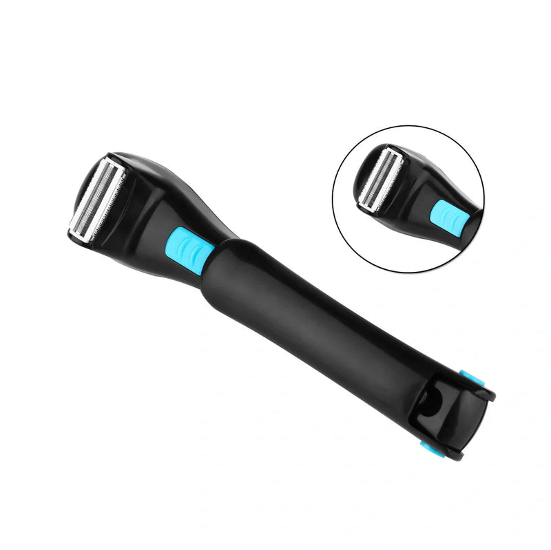 Collapsible long handle back electric shaver with battery power: Reaches difficult areas with 45cm extended length and dry battery operation for cordless convenience