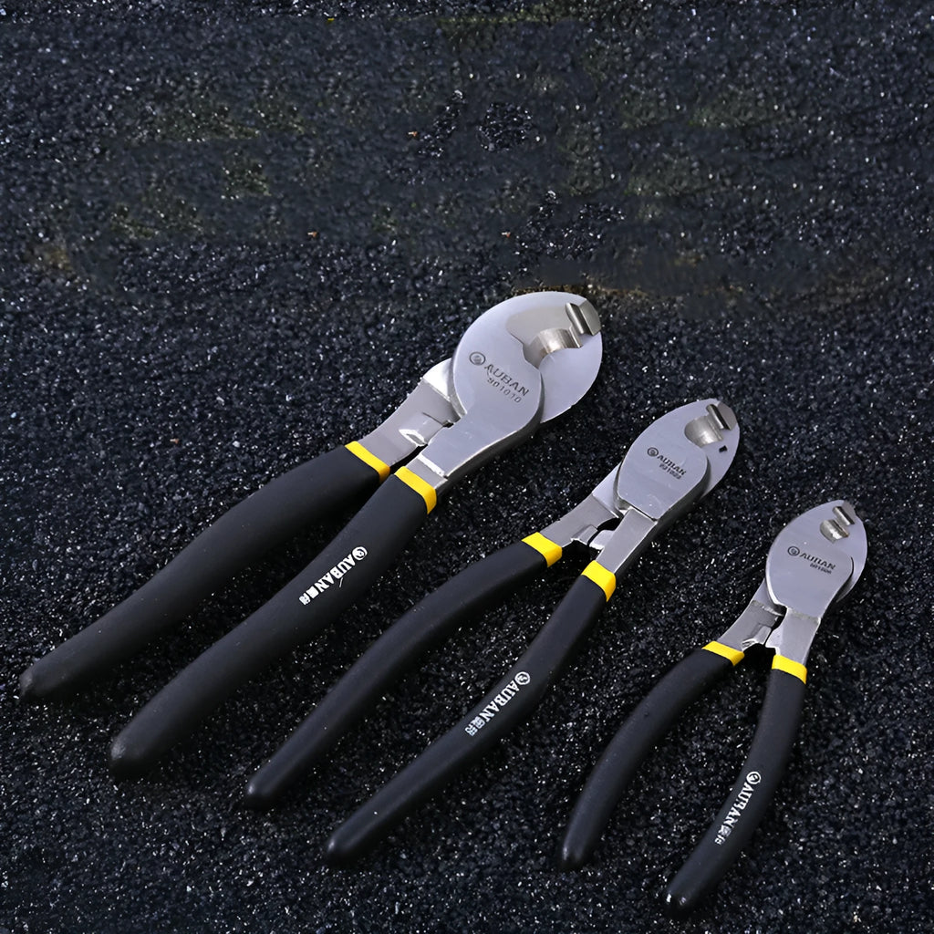 High carbon steel diagonal cable cutter with black PPR handle, oblique mouth, 10 inch size
