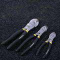High carbon steel diagonal cable cutter with black PPR handle, oblique mouth, 10 inch size