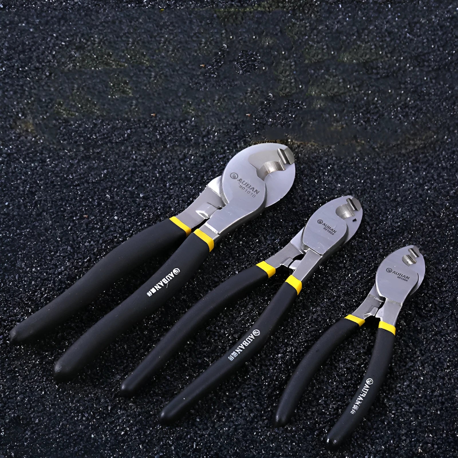 High carbon steel diagonal cable cutter with black PPR handle, oblique mouth, 10 inch size